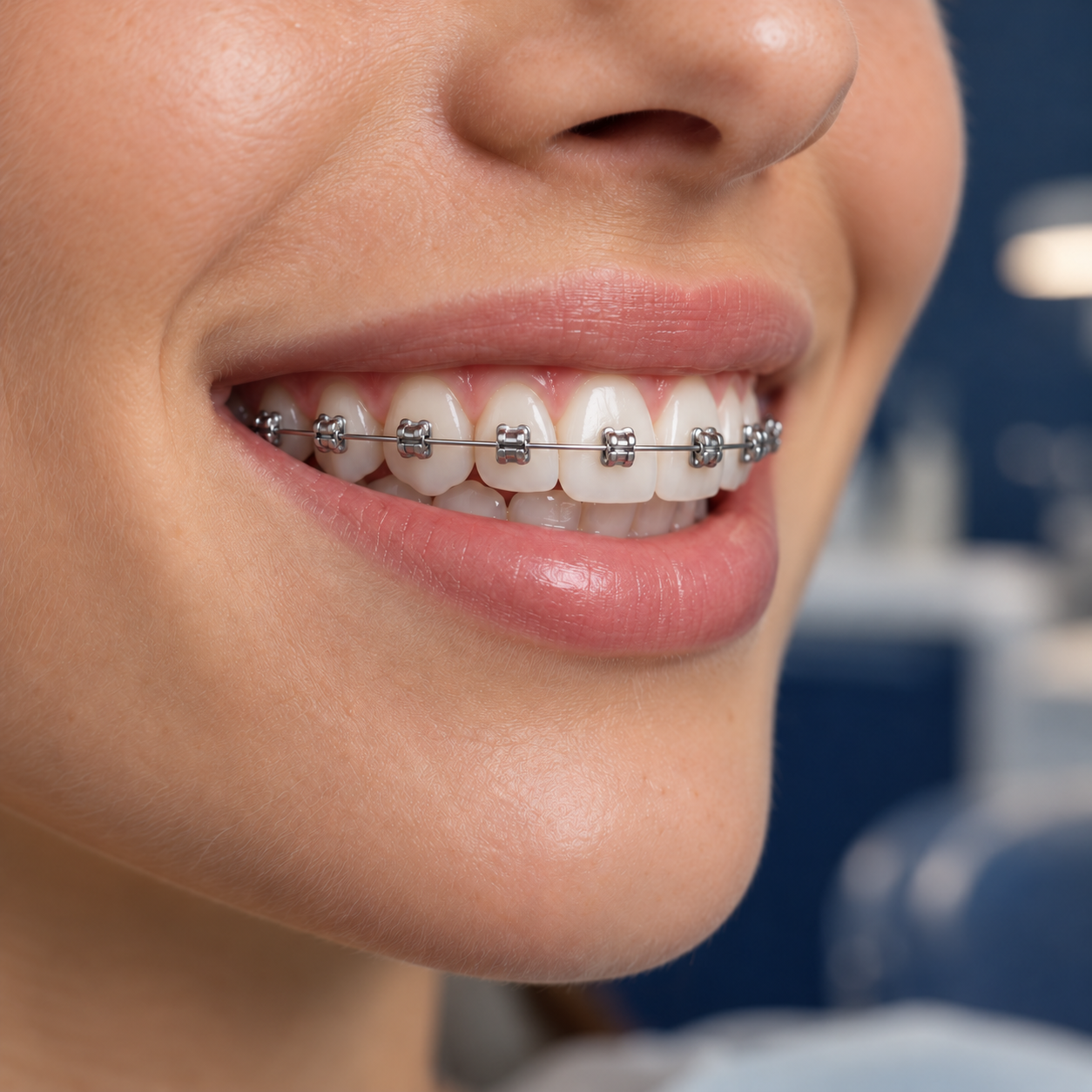 Detalle clínico de brackets de autoligado