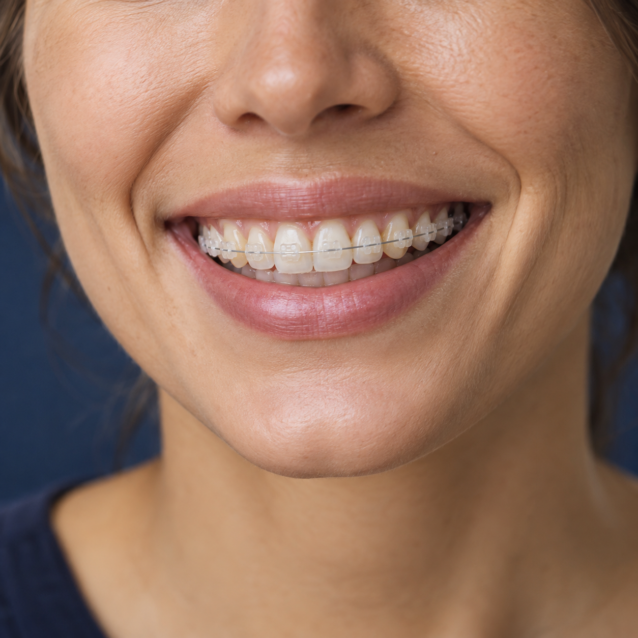 Sonrisa con brackets estéticos
